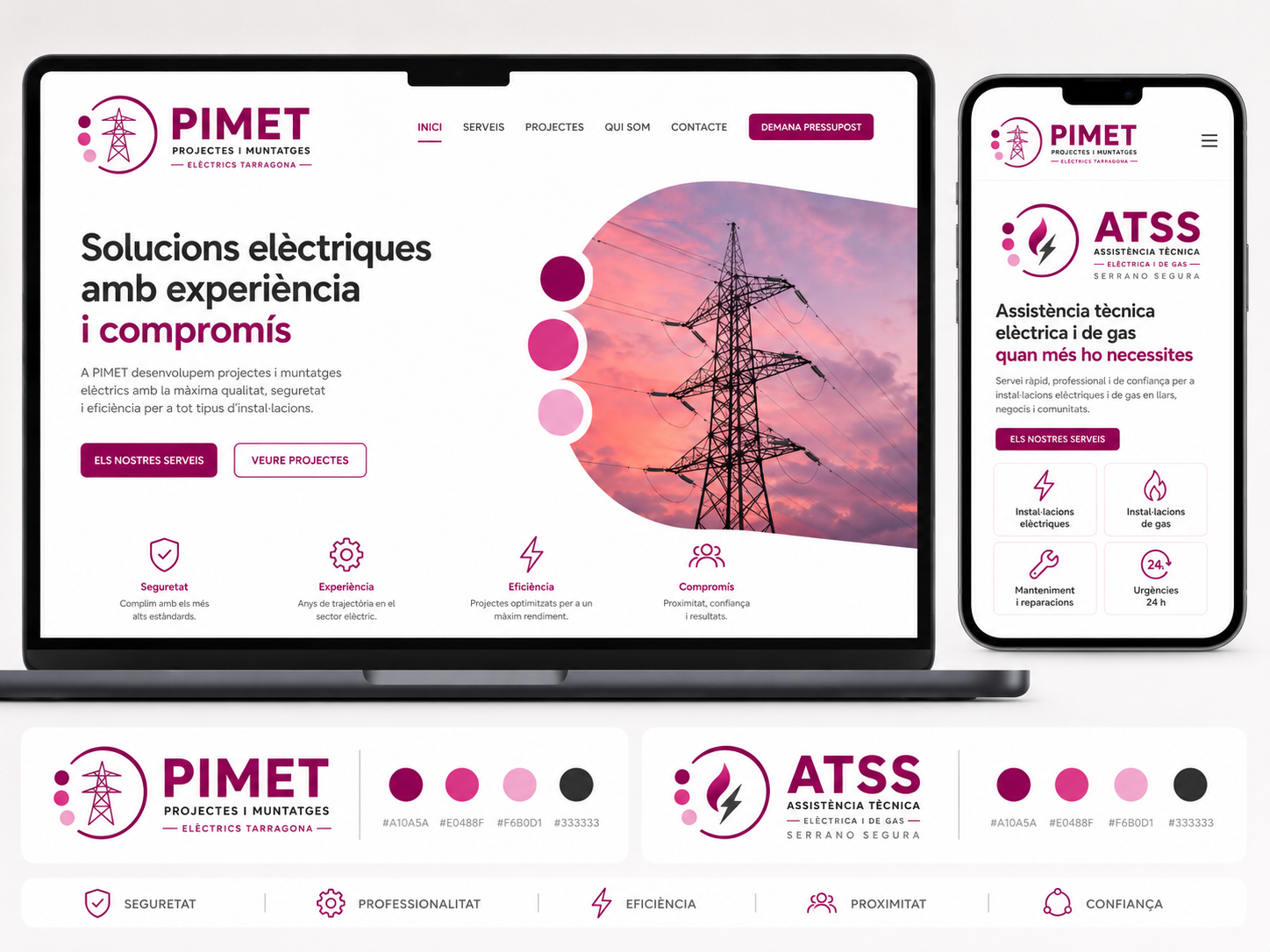 Mockup correcte de web i entorn digital PIMET i ATSS amb els logos de la Versió 2